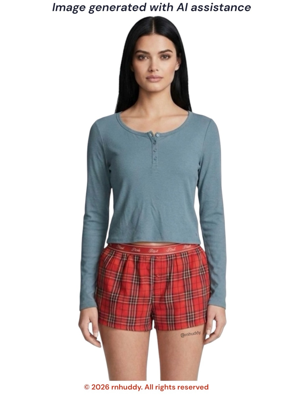 VS Pink XS red plaid boxy PJ shorts